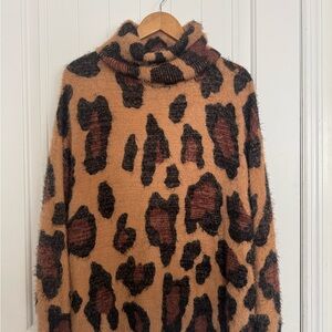 Show Me Your MuMu Animal Print Cowl Neck Sweater